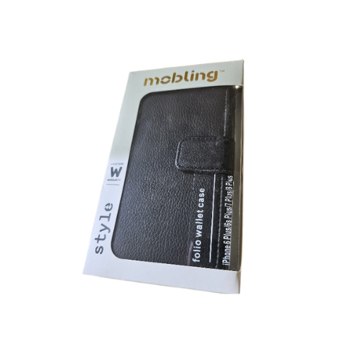 Mobling Style Folio Wallet Case Black for iPhone 6 Plus / 6s Plus / 7 Plus / 8Plus